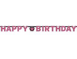 Amscan Happy birthday banner - csillogó rózsaszín