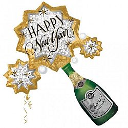 Amscan Happy New Year pezsgő léggömb