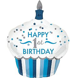 Amscan Kék cupcake lufi - 1. születésnap