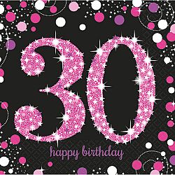 Amscan Szalvéták 30. születésnap - csillogó rózsaszín