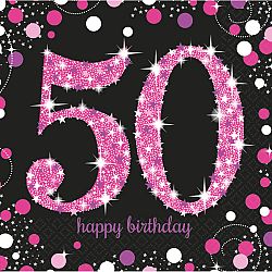 Amscan Szalvéták 50. születésnap - csillogó rózsaszín