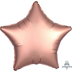 Amscan Szatén csillag fólia lufi - rózsaszín-arany 43 cm