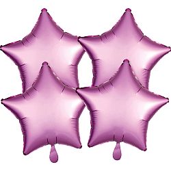 Amscan Szatén csillagok fólia lufik szett - rózsaszín