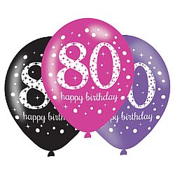 Amscan Születésnapi számos lufi 80 - rózsaszín party 6 db