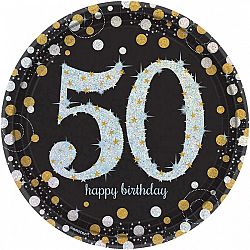 Amscan Tányérok 50. születésnap - csillogó arany