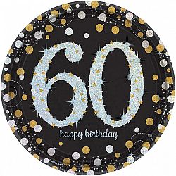 Amscan Tányérok 60. születésnap - csillogó arany