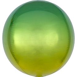 Gömb fólia lufi - sárga-zöld ombré