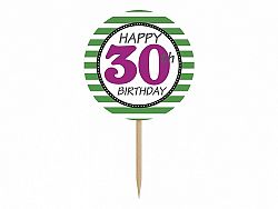 PartyDeco Cupcake díszítések - 30. születésnap 6 db