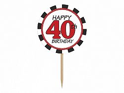 PartyDeco Cupcake díszítések - 40. születésnap 6 db