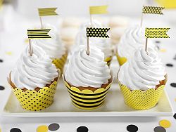 PartyDeco Cupcake mini zászlók - méhecske 6 db
