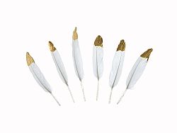PartyDeco Dekoráció - Fehér-arany tollak