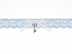 PartyDeco Esküvői harisnyakötő - csipkés, szalaggal és kulccsal, kék