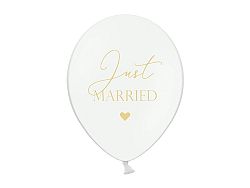 PartyDeco Fehér latex lufi - Just Married