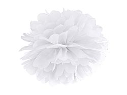 PartyDeco Pompom virág - fehér 35 cm