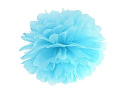 PartyDeco Pompom virág - kék 35 cm