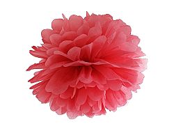 PartyDeco Pompom virág - piros 35 cm