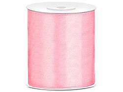 PartyDeco Szatén szalag - világos rózsaszín 100 mm/25 m