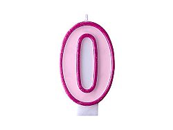 PartyDeco Születésnapi szám gyertya 0 - rózsaszín