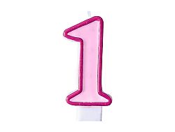 PartyDeco Születésnapi szám gyertya 1 - rózsaszín