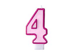 PartyDeco Születésnapi szám gyertya 4 - rózsaszín