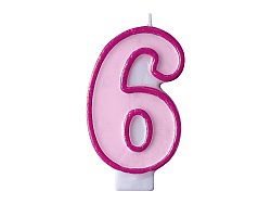 PartyDeco Születésnapi szám gyertya 6 - rózsaszín