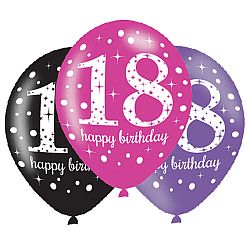 Születésnapi számos lufi 18 - rózsaszín party 6 db