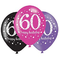 Születésnapi számos lufi 60 - rózsaszín party 6 db