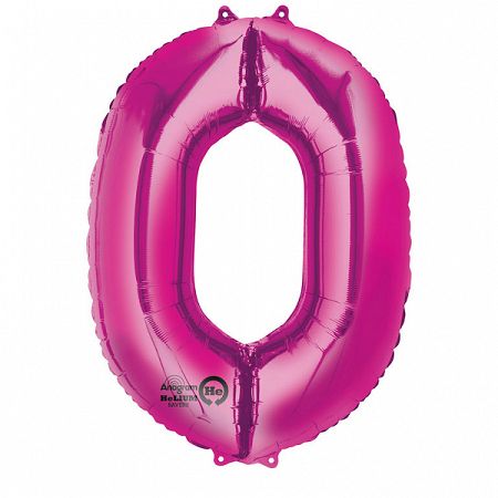 Amscan 0-ás rózsaszín szám születésnapi fólia lufi 86 cm