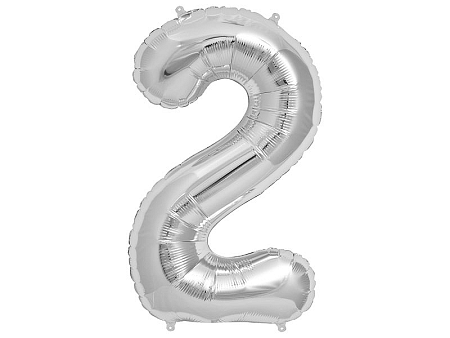 Amscan 2-es ezüst szám születésnapi fólia lufi 86 cm