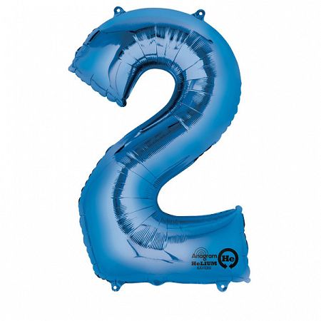Amscan 2-es kék szám születésnapi fólia lufi 86 cm