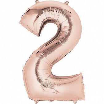 Amscan 2-es rózsaszín-arany szám születésnapi fólia lufi