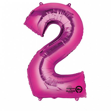 Amscan 2-es rózsaszín szám születésnapi fólia lufi 86 cm