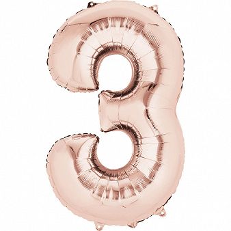 Amscan 3-as rózsaszín-arany szám születésnapi fólia lufi