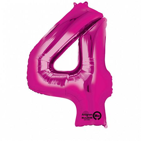Amscan 4-es rózsaszín szám születésnapi fólia lufi 86 cm