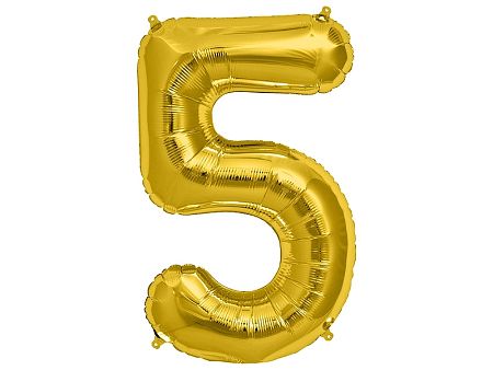 Amscan 5-ös arany szám születésnapi fólia lufi 86 cm