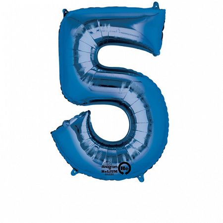 Amscan 5-ös kék szám születésnapi fólia lufi 86 cm