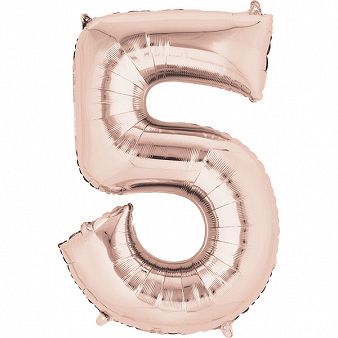 Amscan 5-ös rózsaszín-arany szám születésnapi fólia lufi
