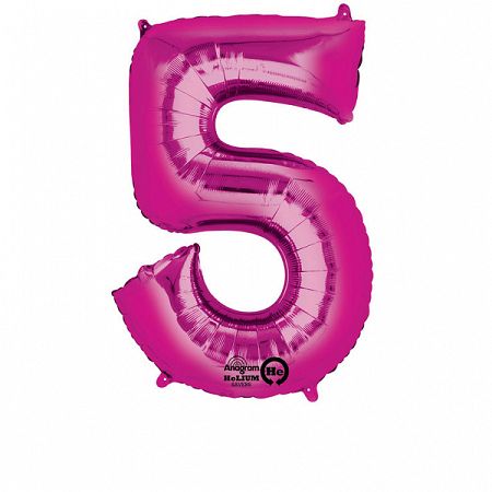 Amscan 5-ös rózsaszín szám születésnapi fólia lufi 86 cm