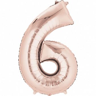 Amscan 6-os rózsaszín-arany szám születésnapi fólia lufi