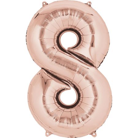 Amscan 8-as rózsaszín-arany szám születésnapi fólia lufi
