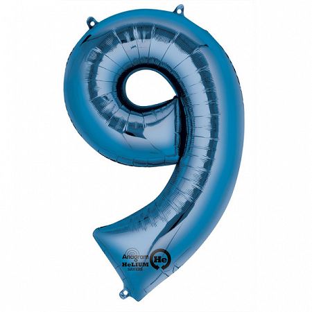 Amscan 9-es kék szám születésnapi fólia lufi 86 cm