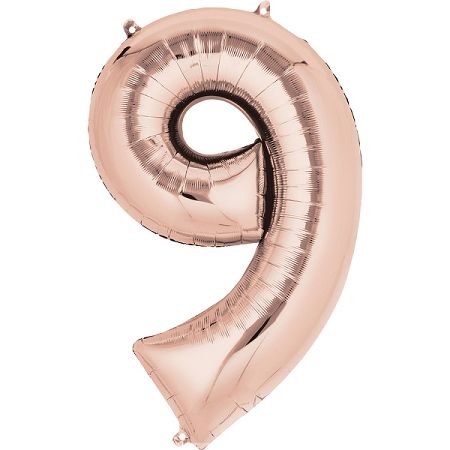 Amscan 9-es rózsaszín-arany szám születésnapi fólia lufi