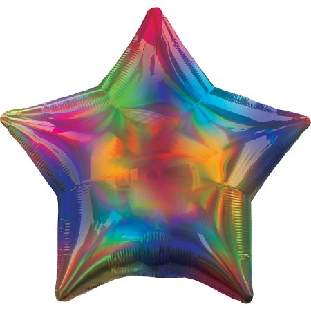 Amscan Fólia lufi - Holografikus szívárvány Csillag