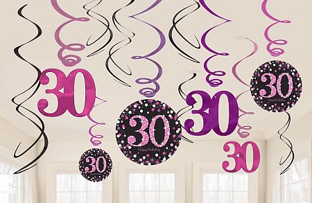 Amscan Függő dekoráció 30. születésnap - csillogó rózsaszín