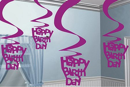 Amscan Függő dekoráció Happy Birthday - rózsaszín