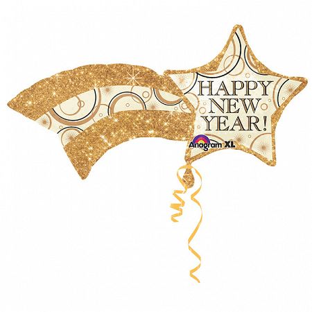 Amscan Happy New Year fólia lufi - csillag