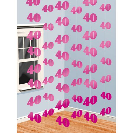 Függő dekoráció 40. születésnap - rózsaszín