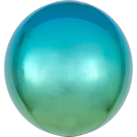 Gömb fólia lufi - kék-zöld ombré
