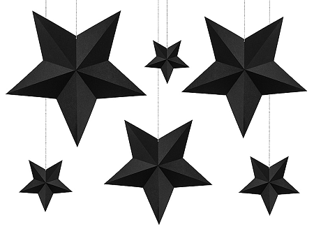 PartyDeco Csillagok dekoráció - fekete 6 db