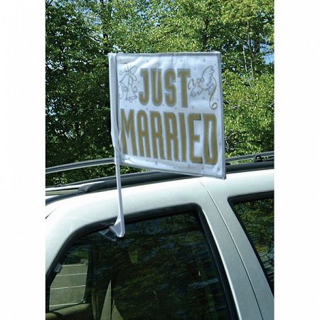 PartyDeco Esküvői autó zászló Just Married